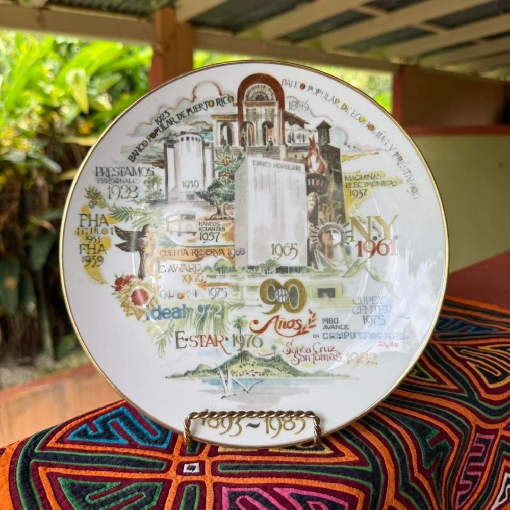 Vintage Banco Popular de Puerto Rico 90th Anniversary‎ Commemorative Plate 1983